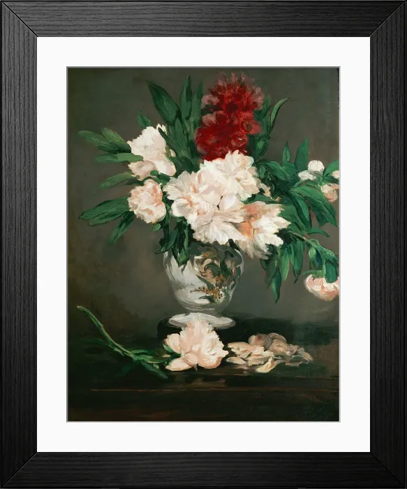 Framed Print : Vase de pivoines sur piédouche, 1864. Creator: Manet, Édouard (1832-1883) Framed Print : Vase de pivoines sur piédouche, 1864. Creator: Manet, Édouard (1832-1883)