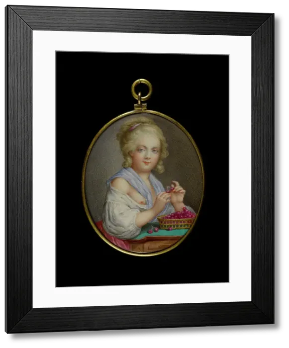 Framed Print : Jeune fille au panier de cerises, between 1770 and 1790. Creator: Ecole Francaise Framed Print : Jeune fille au panier de cerises, between 1770 and 1790. Creator: Ecole Francaise