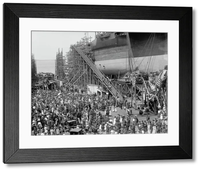 Framed Print : Launching of U.S.S. Texas, 1912. Creator: Harris & Ewing. Launching of U.S.S. Texas, 1912. Creator: Harris & Ewing Framed Print : Launching of U.S.S. Texas, 1912. Creator: Harris & Ewing. Launching of U.S.S. Texas, 1912. Creator: Harris & Ewing