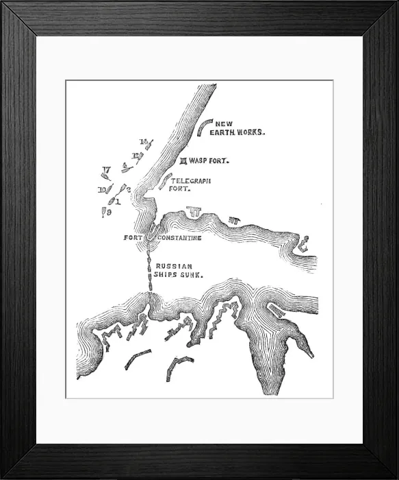 Framed Print : Plan of the Attack at 5.30pm, when these were almost exclusively the Ships engaged with the... 1854 Creator: Unknown Framed Print : Plan of the Attack at 5.30pm, when these were almost exclusively the Ships engaged with the... 1854 Creator: Unknown