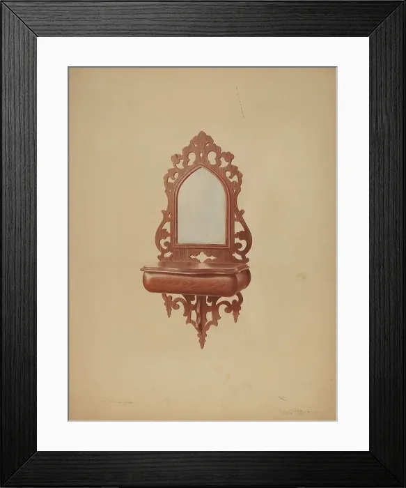 Framed Print : Mahogany Shaving Mirror, c. 1939. Creator: Parker Cushman Framed Print : Mahogany Shaving Mirror, c. 1939. Creator: Parker Cushman