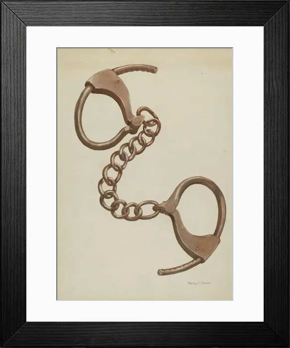 Framed Print : Shackles or Leg Irons, c. 1937. Creator: Gladys C. Parker Framed Print : Shackles or Leg Irons, c. 1937. Creator: Gladys C. Parker