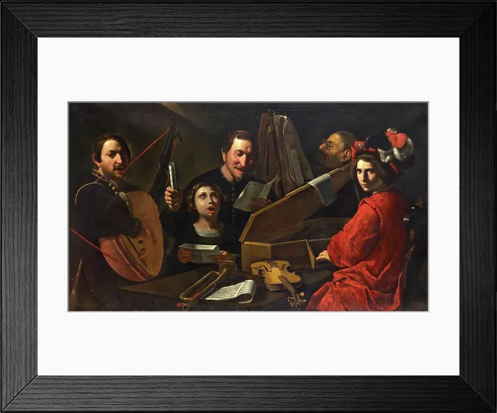 Framed Print : Concert with Musicians and Singers, ca 1625. Creator: Paolini, Pietro (1603-1682)