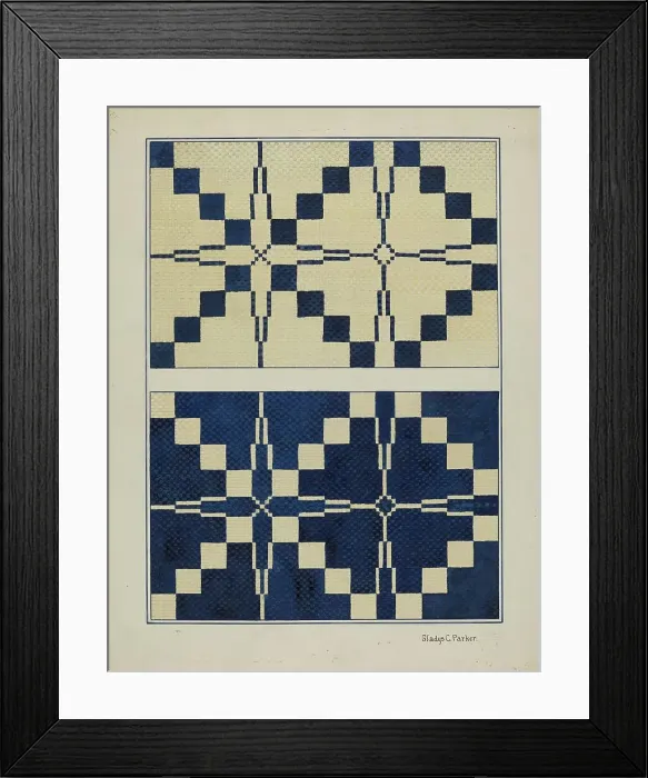Framed Print : Woven Bedspread, c. 1936. Creator: Gladys C. Parker Framed Print : Woven Bedspread, c. 1936. Creator: Gladys C. Parker