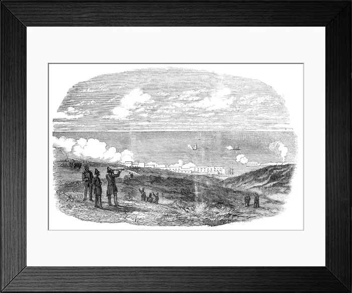 Framed Print : Sebastopol Batteries Firing at an Austrian Vessel, 1854. Creator: Unknown Framed Print : Sebastopol Batteries Firing at an Austrian Vessel, 1854. Creator: Unknown