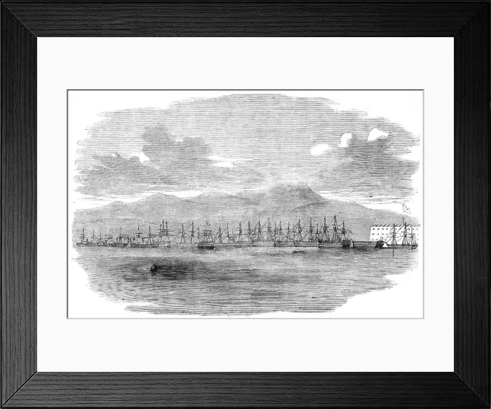 Framed Print : Russian Fleet moored outside the Batteries of Sebastopol, under the guns, September 22, 1854. Creator: Unknown