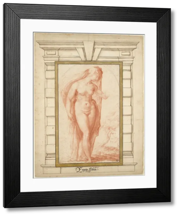 Framed Print : Veiled female nude. Creator: Salviati (Rossi), Francesco (1510-1563) Framed Print : Veiled female nude. Creator: Salviati (Rossi), Francesco (1510-1563)