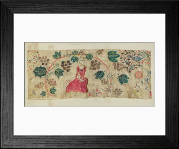 Framed Print : Crewel Embroidered Valance, c. 1936. Creator: Lawrence Peterson Framed Print : Crewel Embroidered Valance, c. 1936. Creator: Lawrence Peterson