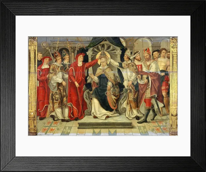 Framed Print : The enthronement of Pope Celestine V in 1294, Second Quarter of the 16th cen. Creator: Anonymous