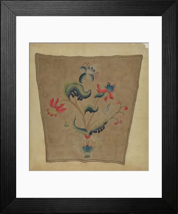 Framed Print : Crewel Embroidery Chair Piece, c. 1937. Creator: Lawrence Peterson Framed Print : Crewel Embroidery Chair Piece, c. 1937. Creator: Lawrence Peterson