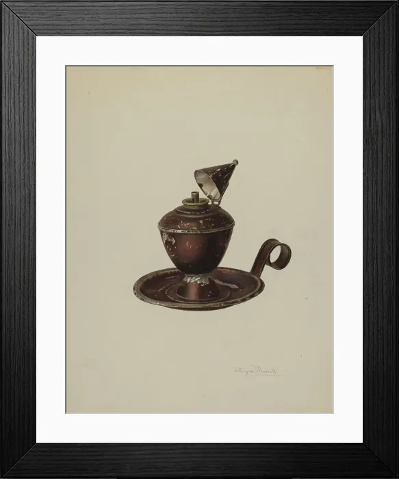Framed Print : Sperm Oil Lamp, c. 1939. Creator: Palmyra Pimentel Framed Print : Sperm Oil Lamp, c. 1939. Creator: Palmyra Pimentel