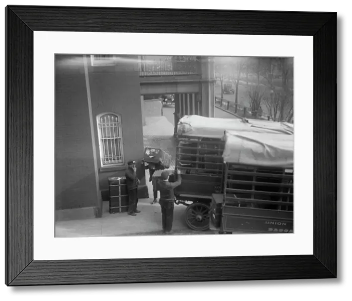 Framed Print : Belongings of Count J.H. Von Bernstorff being removed from the German Embassy, Washington DC, 1917. Creator: Harris & Ewing. Belongings of Count J.H. Von Bernstorff being removed from the German Embassy, Washington DC, 1917 Framed Print : Belongings of Count J.H. Von Bernstorff being removed from the German Embassy, Washington DC, 1917. Creator: Harris & Ewing. Belongings of Count J.H. Von Bernstorff being removed from the German Embassy, Washington DC, 1917