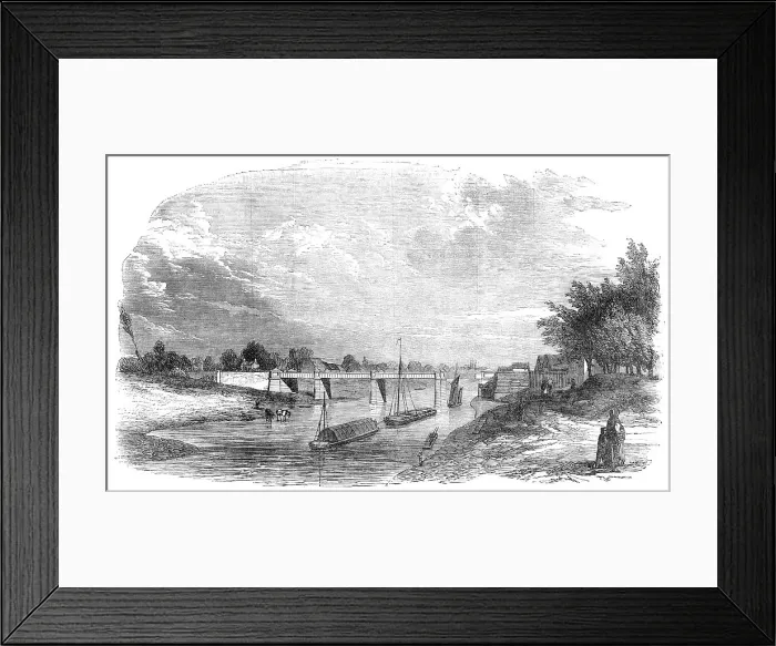 Framed Print : New Bridge over the Severn, at Upton, 1854. Creator: Unknown Framed Print : New Bridge over the Severn, at Upton, 1854. Creator: Unknown