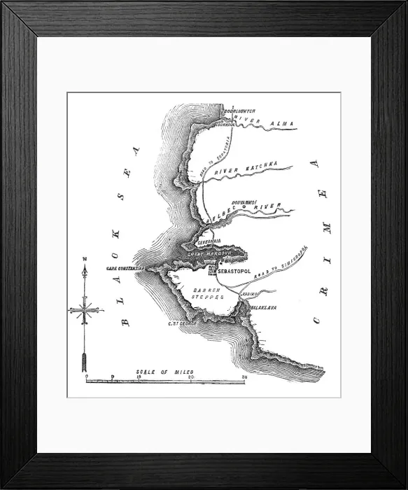Framed Print : Siege of Sebastopol - map, 1854. Creator: Unknown Framed Print : Siege of Sebastopol - map, 1854. Creator: Unknown
