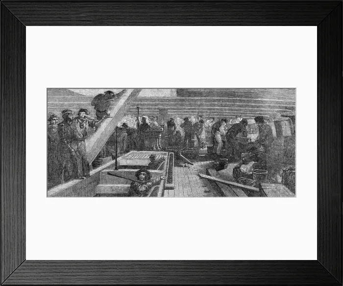 Framed Print : Fitting out The Caesar, between decks, at Portsmouth, 1854. Creator: Unknown. Fitting out The Caesar, between decks, at Portsmouth, 1854. Creator: Unknown Framed Print : Fitting out The Caesar, between decks, at Portsmouth, 1854. Creator: Unknown. Fitting out The Caesar, between decks, at Portsmouth, 1854. Creator: Unknown
