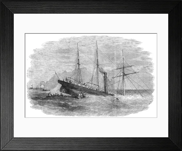 Framed Print : Wreck of The Forerunner African Mail-Steamer, at Point St. Lorenzo, 1854. Creator: Unknown. Wreck of The Forerunner African Mail-Steamer, at Point St. Lorenzo, 1854. Creator: Unknown Framed Print : Wreck of The Forerunner African Mail-Steamer, at Point St. Lorenzo, 1854. Creator: Unknown. Wreck of The Forerunner African Mail-Steamer, at Point St. Lorenzo, 1854. Creator: Unknown