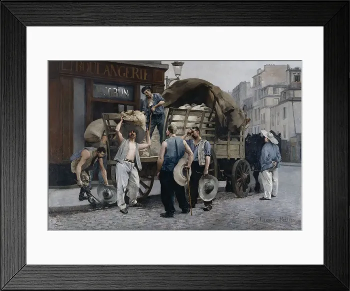 Framed Print : Porteurs de farine, scène parisienne, 1885. Creator: Louis-Robert Carrier-Belleuse Framed Print : Porteurs de farine, scène parisienne, 1885. Creator: Louis-Robert Carrier-Belleuse