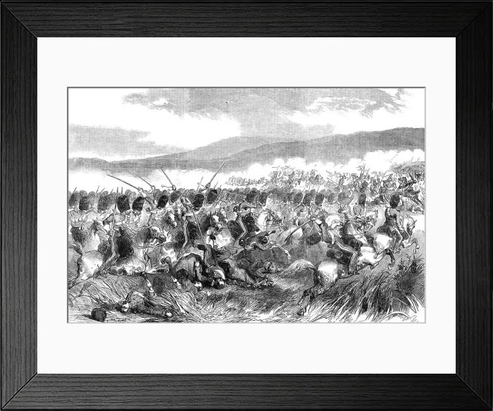 Framed Print : The Action at Balaclava - Charge of the Scots Greys, October 25, 1854. Creator: Unknown Framed Print : The Action at Balaclava - Charge of the Scots Greys, October 25, 1854. Creator: Unknown