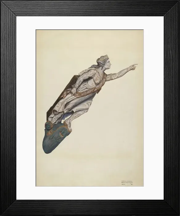 Framed Print : Figurehead, c. 1938. Creator: F. W. Powell Framed Print : Figurehead, c. 1938. Creator: F. W. Powell