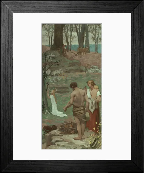 Framed Print : Sainte Geneviève enfant en prière, c1877. Creator: Pierre Puvis de Chavannes Framed Print : Sainte Geneviève enfant en prière, c1877. Creator: Pierre Puvis de Chavannes