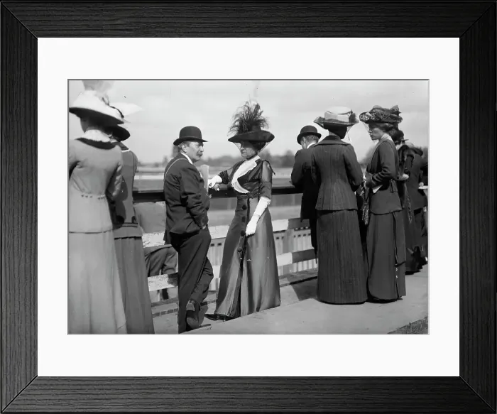 Framed Print : Benning Races - August Belmont And Mrs. Donald Cameron, 1912. Creator: Harris & Ewing. Benning Races - August Belmont And Mrs. Donald Cameron, 1912. Creator: Harris & Ewing Framed Print : Benning Races - August Belmont And Mrs. Donald Cameron, 1912. Creator: Harris & Ewing. Benning Races - August Belmont And Mrs. Donald Cameron, 1912. Creator: Harris & Ewing