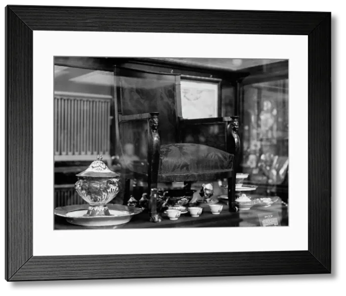 Framed Print : Armchair of the Marquis De Lafayette, In Smithsonian, 1913. Creator: Harris & Ewing. Armchair of the Marquis De Lafayette, In Smithsonian, 1913. Creator: Harris & Ewing