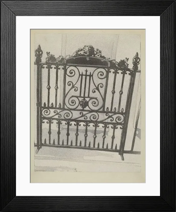 Framed Print : Cast and Wrought Iron Gate, c. 1936. Creator: Arelia Arbo Framed Print : Cast and Wrought Iron Gate, c. 1936. Creator: Arelia Arbo