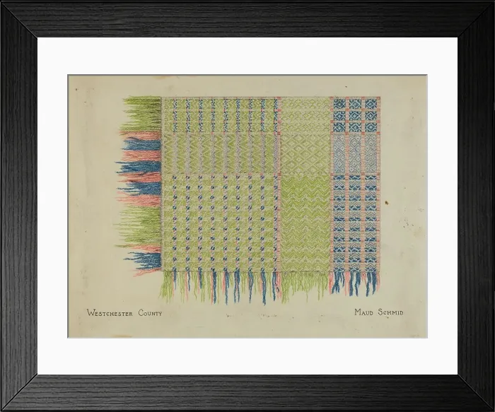 Framed Print : Handwoven Coverlet, c. 1936. Creator: Maud Schmid Framed Print : Handwoven Coverlet, c. 1936. Creator: Maud Schmid