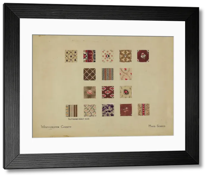 Framed Print : Friendship Quilt-Patchwork Section, c. 1936. Creator: Maud Schmid