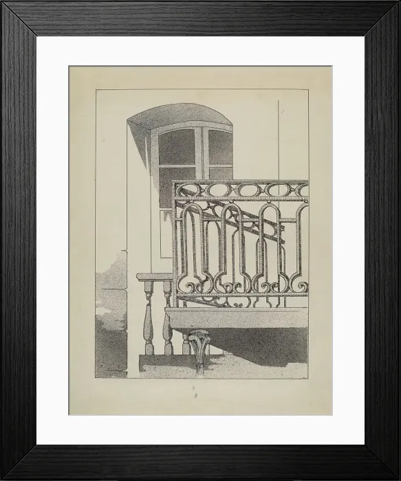 Framed Print : Iron Balcony, c. 1936. Creator: Arelia Arbo Framed Print : Iron Balcony, c. 1936. Creator: Arelia Arbo