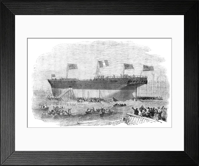 Framed Print : Launch of the Vittorio Emanuele Iron Screw Steamer, at Blackwall, 1854. Creator: Unknown. Launch of the Vittorio Emanuele Iron Screw Steamer, at Blackwall, 1854. Creator: Unknown Framed Print : Launch of the Vittorio Emanuele Iron Screw Steamer, at Blackwall, 1854. Creator: Unknown. Launch of the Vittorio Emanuele Iron Screw Steamer, at Blackwall, 1854. Creator: Unknown