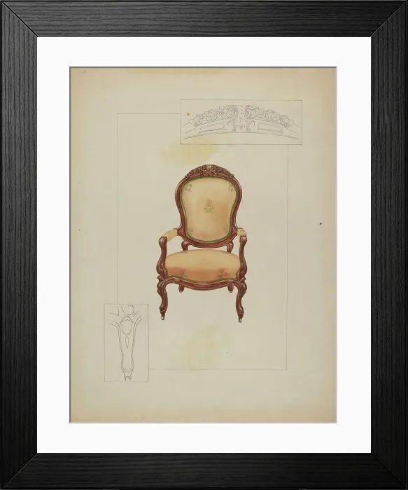 Framed Print : Armchair, c. 1936. Creator: Floyd R. Sharp Framed Print : Armchair, c. 1936. Creator: Floyd R. Sharp