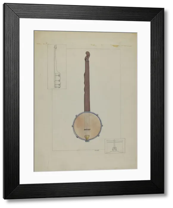 Framed Print : Plantation Banjo, c. 1937. Creator: Floyd R. Sharp Framed Print : Plantation Banjo, c. 1937. Creator: Floyd R. Sharp