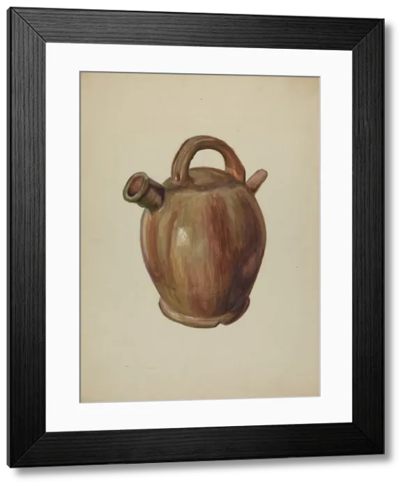 Framed Print : Pa. German Cider Jug, c. 1938. Creator: Charles T. Smith Framed Print : Pa. German Cider Jug, c. 1938. Creator: Charles T. Smith