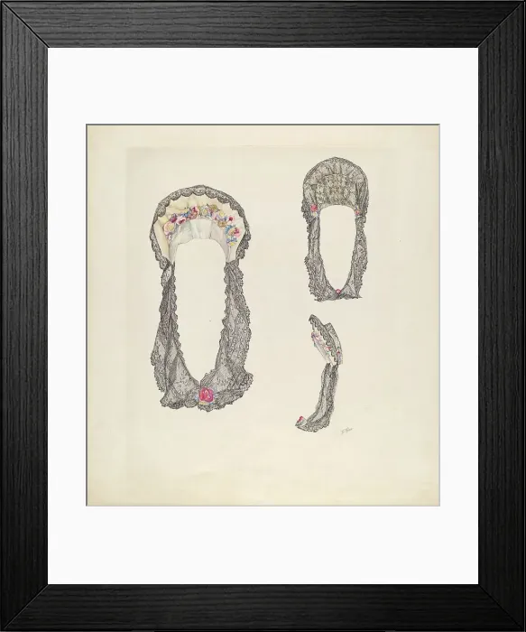 Framed Print : White Satin Bonnet, c. 1936. Creator: Arelia Arbo Framed Print : White Satin Bonnet, c. 1936. Creator: Arelia Arbo
