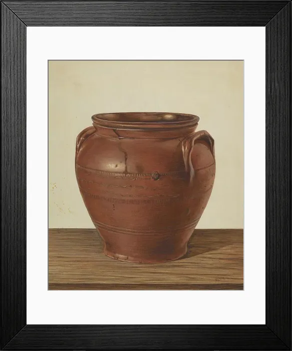 Framed Print : Two Handled Jar - Stoneware, c. 1939. Creator: Philip Smith