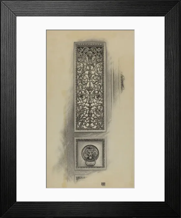 Framed Print : Cast Iron Panel, 1938. Creator: Ralph Atkinson Framed Print : Cast Iron Panel, 1938. Creator: Ralph Atkinson