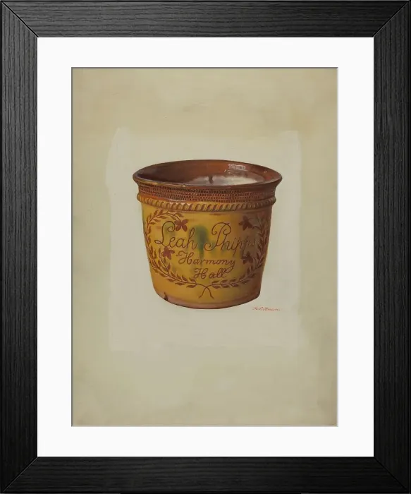 Framed Print : Pa. German Flower Vase, c. 1937. Creator: Max Soltmann Framed Print : Pa. German Flower Vase, c. 1937. Creator: Max Soltmann