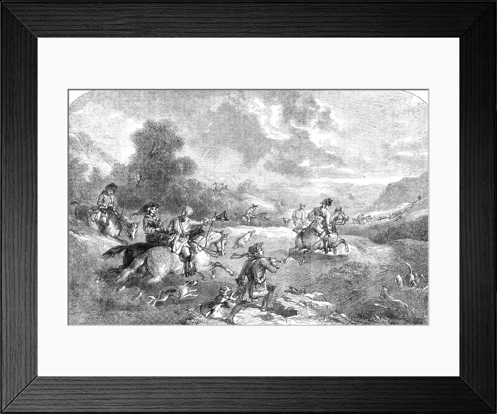 Framed Print : Stag-hunting in the Reign of George II. - from a painting by Frederick Tayler, 1854. Creator: Unknown Framed Print : Stag-hunting in the Reign of George II. - from a painting by Frederick Tayler, 1854. Creator: Unknown