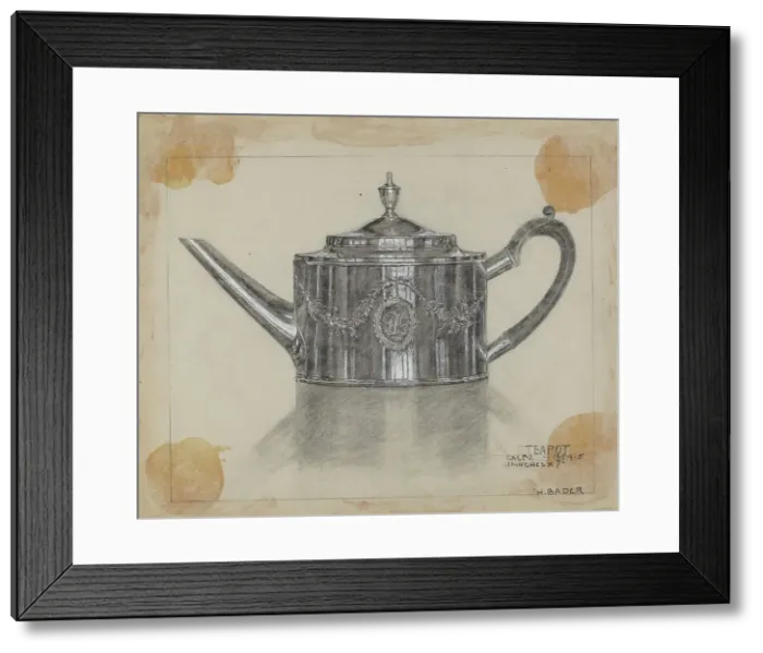 Framed Print : Silver Teapot, 1935 / 1942. Creator: Herman Bader Framed Print : Silver Teapot, 1935 / 1942. Creator: Herman Bader