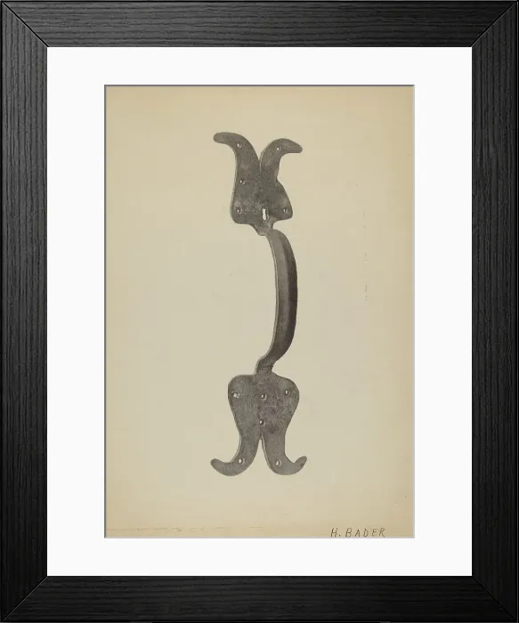 Framed Print : Door Handle, c. 1938. Creator: Herman Bader Framed Print : Door Handle, c. 1938. Creator: Herman Bader