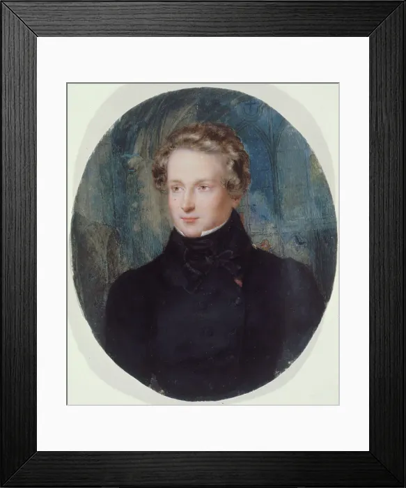 Framed Print : Portrait of Victor Hugo against the background of Notre-Dame de Reims, 1825. Creator: Jean Alaux Framed Print : Portrait of Victor Hugo against the background of Notre-Dame de Reims, 1825. Creator: Jean Alaux