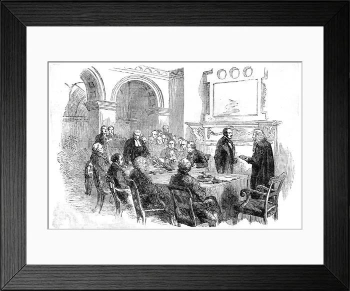 Framed Print : Trial of the Pyx, at the Office of the Comptroller-General of the Exchequer, Whitehall, 1854. Creator: Unknown. Trial of the Pyx, at the Office of the Comptroller-General of the Exchequer, Whitehall, 1854. Creator: Unknown Framed Print : Trial of the Pyx, at the Office of the Comptroller-General of the Exchequer, Whitehall, 1854. Creator: Unknown. Trial of the Pyx, at the Office of the Comptroller-General of the Exchequer, Whitehall, 1854. Creator: Unknown