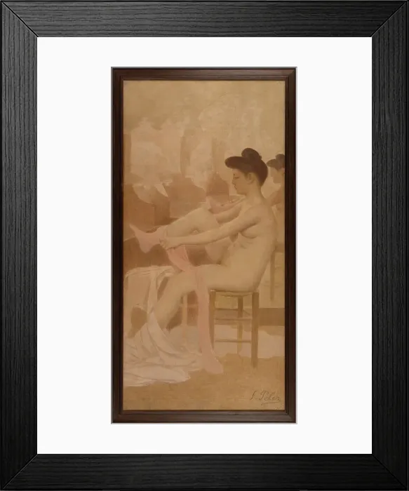 Framed Print : Danseuse dans sa loge enfilant un collant, between 1905 and 1909. Creator: Fernand Pelez Framed Print : Danseuse dans sa loge enfilant un collant, between 1905 and 1909. Creator: Fernand Pelez