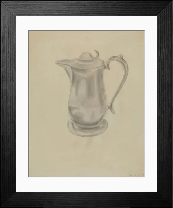 Framed Print : Pewter Syrup Pitcher, c. 1936. Creator: Donald Streeter Framed Print : Pewter Syrup Pitcher, c. 1936. Creator: Donald Streeter