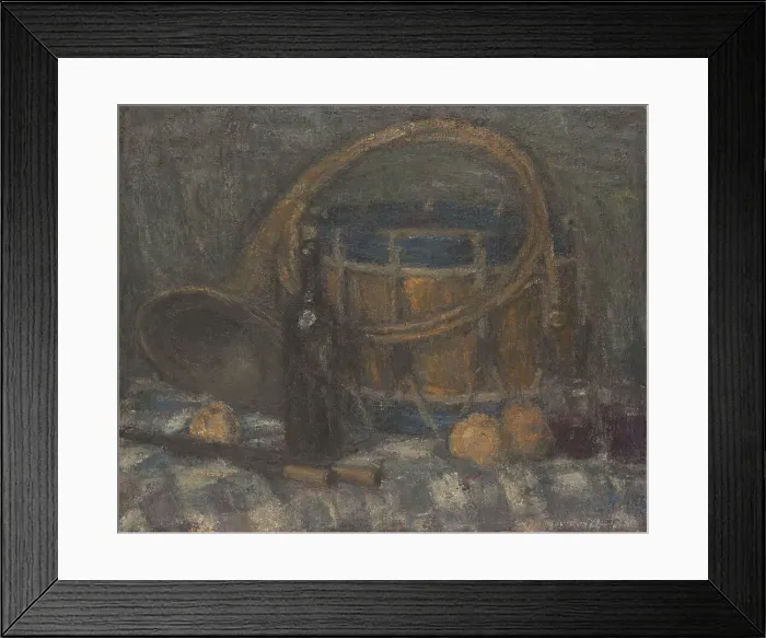 Framed Print : Still life with horn and drum, c1900. Creator: Edmond Francois Aman-Jean Framed Print : Still life with horn and drum, c1900. Creator: Edmond Francois Aman-Jean