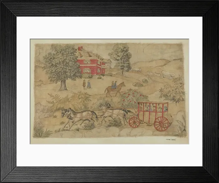 Framed Print : Printed Textile: Genre Scene, c. 1939. Creator: Michael Trekur Framed Print : Printed Textile: Genre Scene, c. 1939. Creator: Michael Trekur