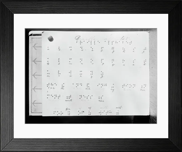Framed Print : Braille Alphabet At Library For The Blind - Institute of The Blind, 1912. Creator: Harris & Ewing. Braille Alphabet At Library For The Blind - Institute of The Blind, 1912. Creator: Harris & Ewing Framed Print : Braille Alphabet At Library For The Blind - Institute of The Blind, 1912. Creator: Harris & Ewing. Braille Alphabet At Library For The Blind - Institute of The Blind, 1912. Creator: Harris & Ewing