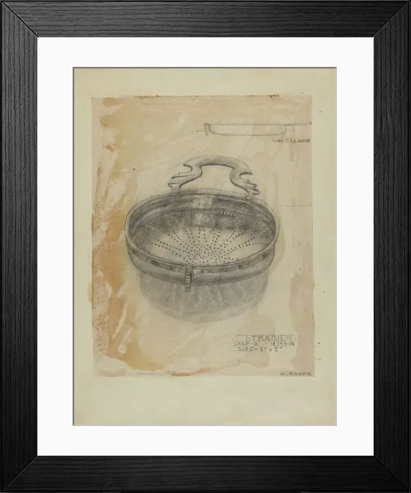 Framed Print : Silver Strainer, 1935 / 1942. Creator: Herman Bader