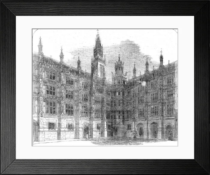 Framed Print : The New Houses of Parliament - Entrance to the Star-Chamber Court, New Palace-Yard, 1854. Creator: Unknown